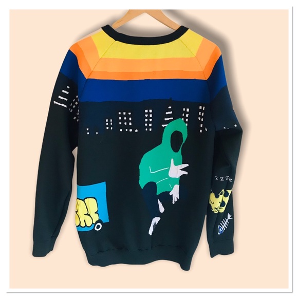 Adidas United Arrows And Sons Knit Sweater City Graffiti Black Size Large - Picture 2 of 14